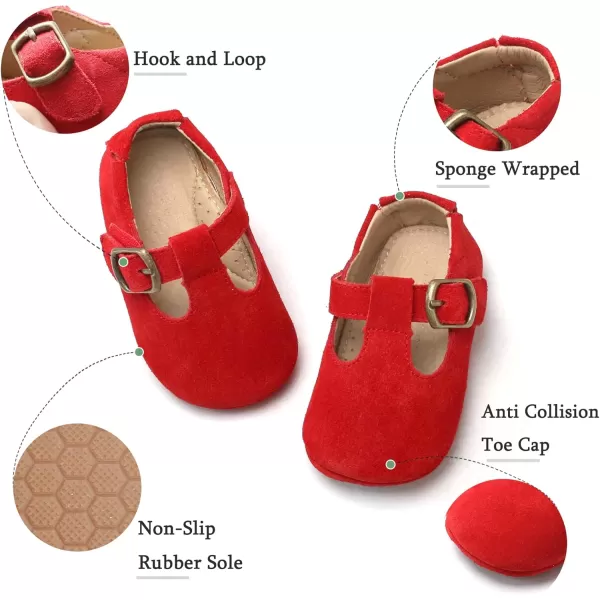 THEE BRON Infant Toddler Baby Soft Sole Leather Shoes for Girls Boys Walking Sneakers8511red