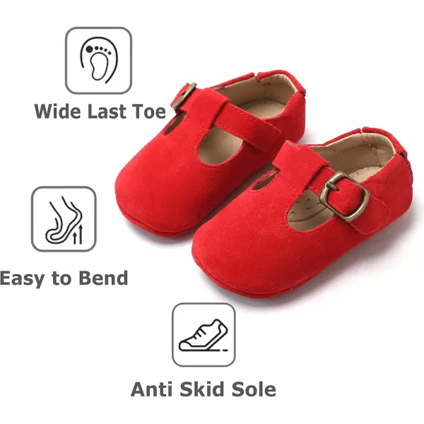 THEE BRON Infant Toddler Baby Soft Sole Leather Shoes for Girls Boys Walking Sneakers8511red