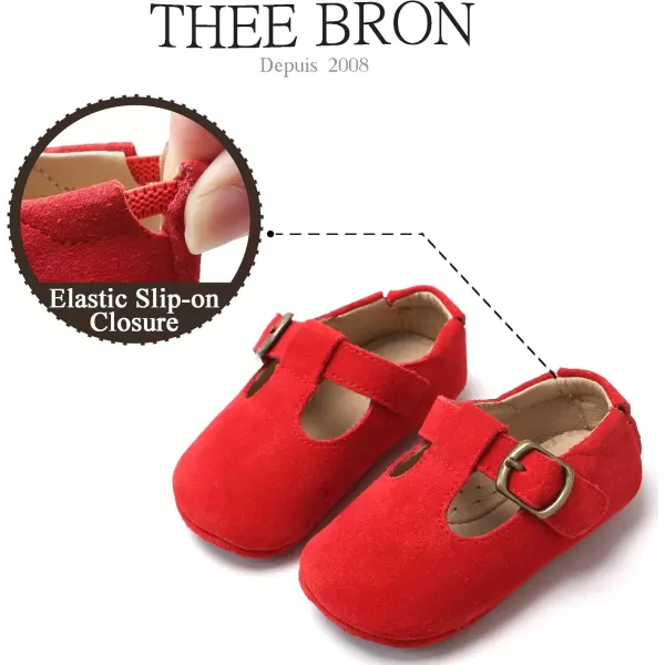 THEE BRON Infant Toddler Baby Soft Sole Leather Shoes for Girls Boys Walking Sneakers8511red