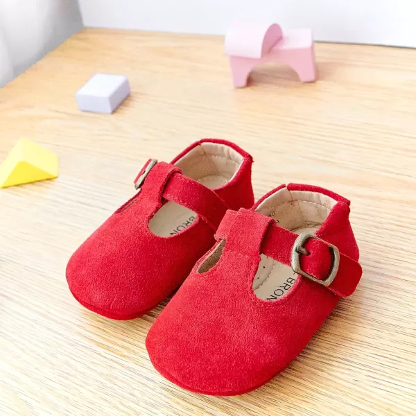THEE BRON Infant Toddler Baby Soft Sole Leather Shoes for Girls Boys Walking Sneakers8511red