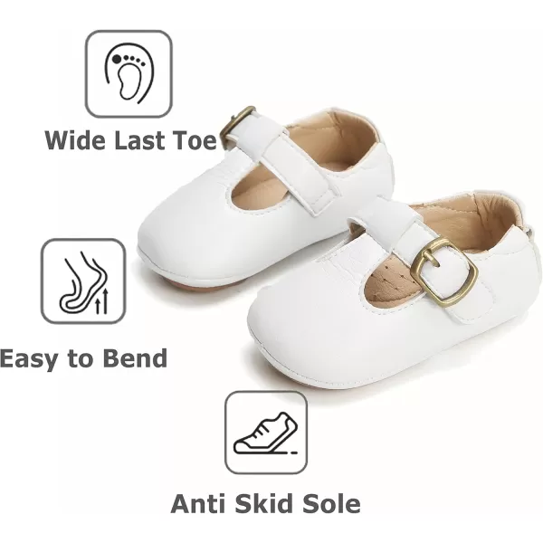 THEE BRON Infant Toddler Baby Soft Sole Leather Shoes for Girls Boys Walking Sneakers8511white