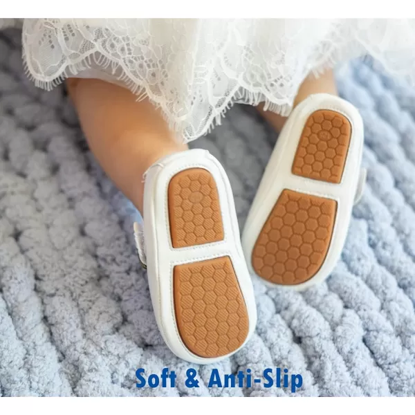 THEE BRON Infant Toddler Baby Soft Sole Leather Shoes for Girls Boys Walking Sneakers8511white