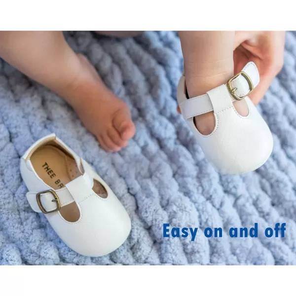 THEE BRON Infant Toddler Baby Soft Sole Leather Shoes for Girls Boys Walking Sneakers8511white