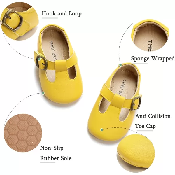 THEE BRON Infant Toddler Baby Soft Sole Leather Shoes for Girls Boys Walking Sneakers8511yellow