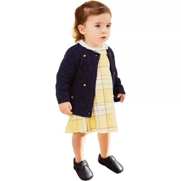 THEE BRON Infant Toddler Baby Soft Sole Leather Shoes for Girls Boys Walking Sneakers8512black