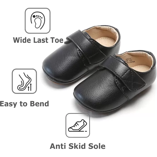 THEE BRON Infant Toddler Baby Soft Sole Leather Shoes for Girls Boys Walking Sneakers8512black