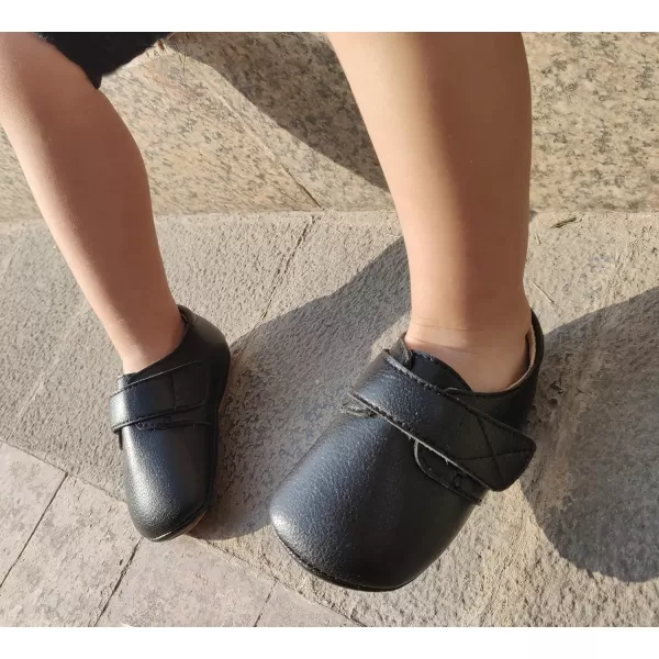 THEE BRON Infant Toddler Baby Soft Sole Leather Shoes for Girls Boys Walking Sneakers8512black