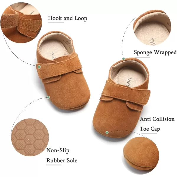 THEE BRON Infant Toddler Baby Soft Sole Leather Shoes for Girls Boys Walking Sneakers8512brown