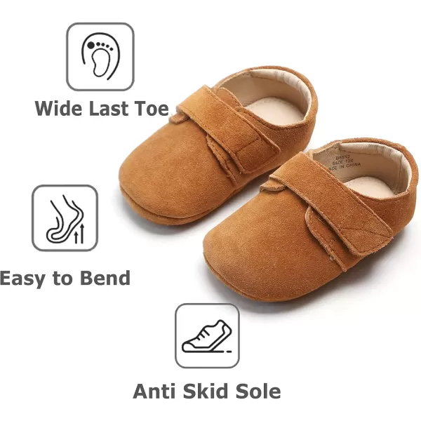 THEE BRON Infant Toddler Baby Soft Sole Leather Shoes for Girls Boys Walking Sneakers8512brown