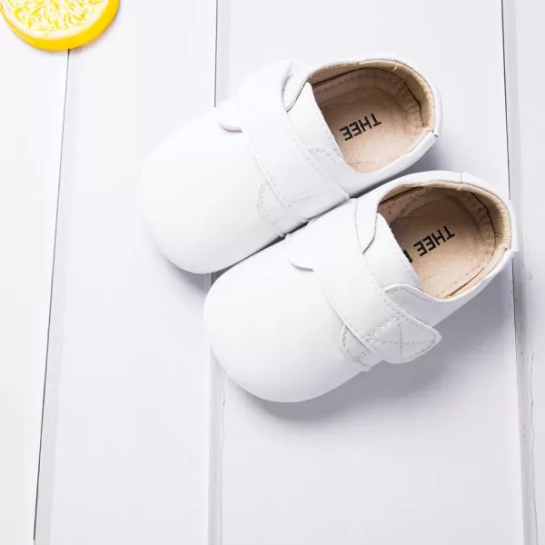 THEE BRON Infant Toddler Baby Soft Sole Leather Shoes for Girls Boys Walking Sneakers8512white