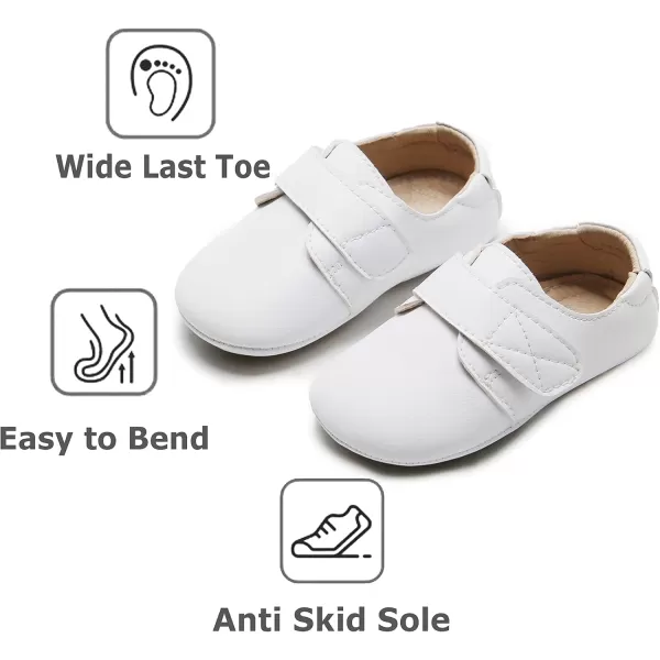 THEE BRON Infant Toddler Baby Soft Sole Leather Shoes for Girls Boys Walking Sneakers8512white