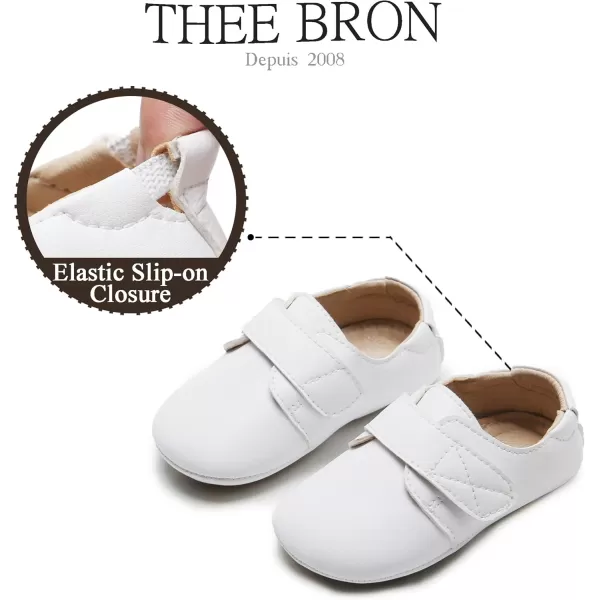 THEE BRON Infant Toddler Baby Soft Sole Leather Shoes for Girls Boys Walking Sneakers8512white