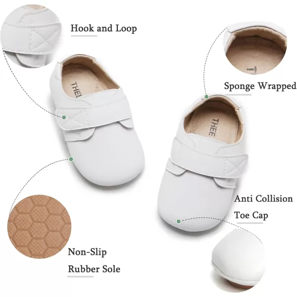 THEE BRON Infant Toddler Baby Soft Sole Leather Shoes for Girls Boys Walking Sneakers8512white