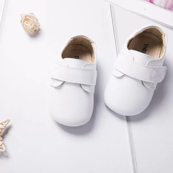 THEE BRON Infant Toddler Baby Soft Sole Leather Shoes for Girls Boys Walking Sneakers8512white