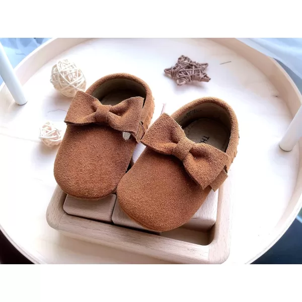 THEE BRON Infant Toddler Baby Soft Sole Leather Shoes for Girls Boys Walking Sneakers8516brown