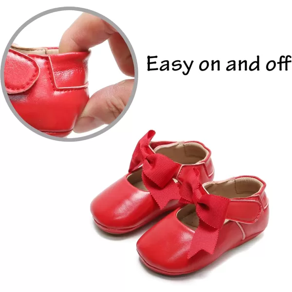 THEE BRON Infant Toddler Baby Soft Sole Leather Shoes for Girls Boys Walking Sneakers8518red