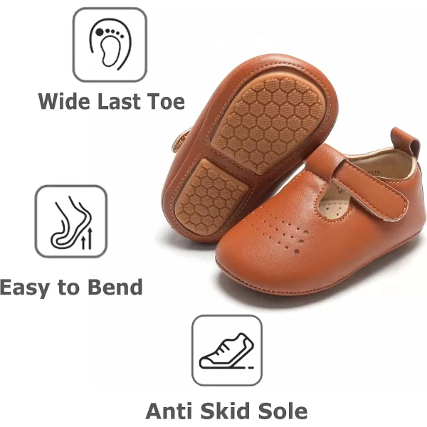 THEE BRON Infant Toddler Baby Soft Sole Leather Shoes for Girls Boys Walking Sneakers8520brown
