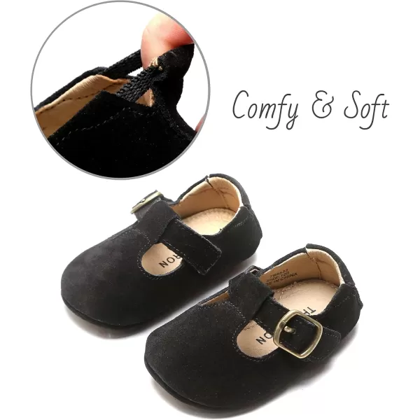 THEE BRON Infant Toddler Baby Soft Sole Leather Shoes for Girls Boys Walking Sneakers8533black