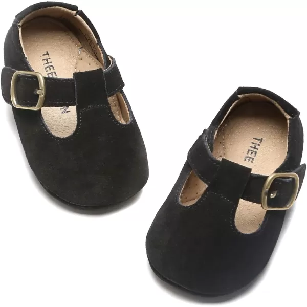 THEE BRON Infant Toddler Baby Soft Sole Leather Shoes for Girls Boys Walking Sneakers8533black
