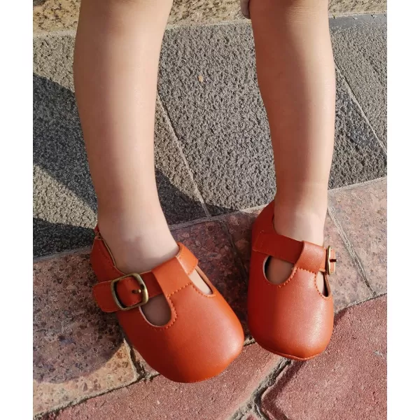 THEE BRON Infant Toddler Baby Soft Sole Leather Shoes for Girls Boys Walking Sneakers8533brown