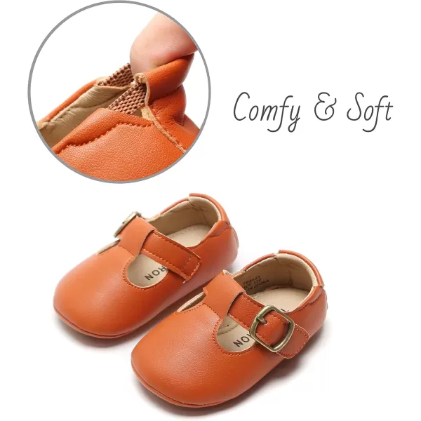 THEE BRON Infant Toddler Baby Soft Sole Leather Shoes for Girls Boys Walking Sneakers8533brown