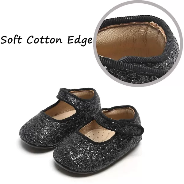 THEE BRON Infant Toddler Baby Soft Sole Leather Shoes for Girls Boys Walking Sneakers8720black