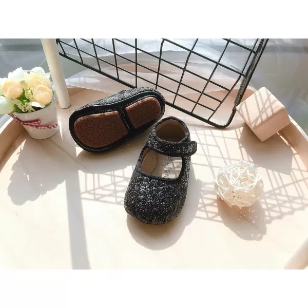 THEE BRON Infant Toddler Baby Soft Sole Leather Shoes for Girls Boys Walking Sneakers8720black
