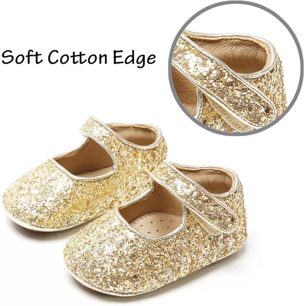 THEE BRON Infant Toddler Baby Soft Sole Leather Shoes for Girls Boys Walking Sneakers8720gold