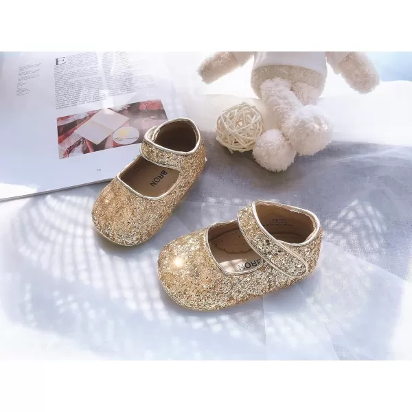 THEE BRON Infant Toddler Baby Soft Sole Leather Shoes for Girls Boys Walking Sneakers8720gold