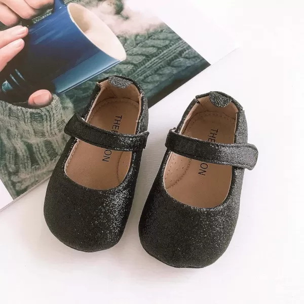 THEE BRON Infant Toddler Baby Soft Sole Leather Shoes for Girls Boys Walking Sneakers8788black
