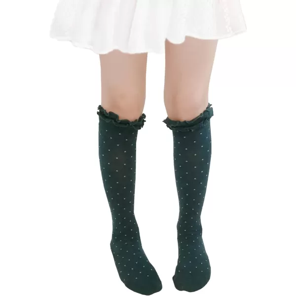 THEE BRON Little Girls Cute Princess Style Turn Cuff Lace Top Dress Socks