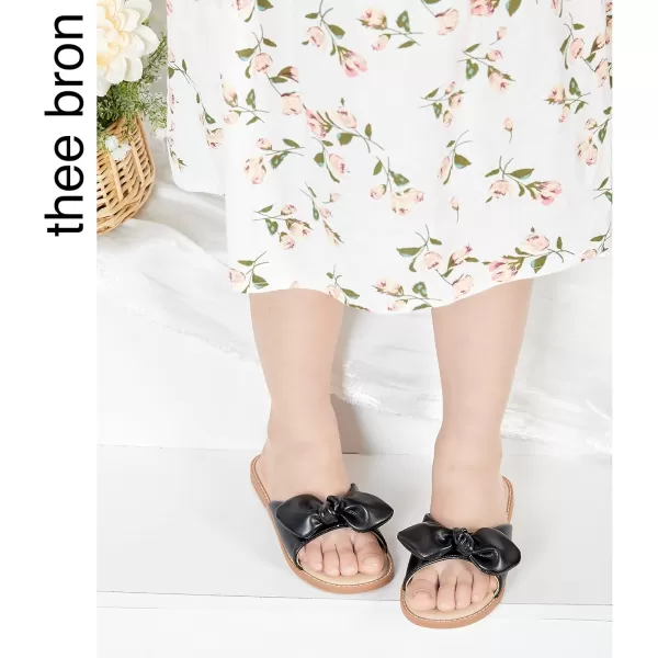 THEE BRON Princess Dress Slippers Slides Sandals for Little GirlsAa366black