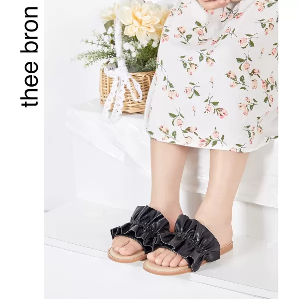 THEE BRON Princess Dress Slippers Slides Sandals for Little GirlsAa380black