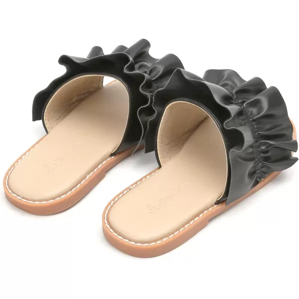 THEE BRON Princess Dress Slippers Slides Sandals for Little GirlsAa380black