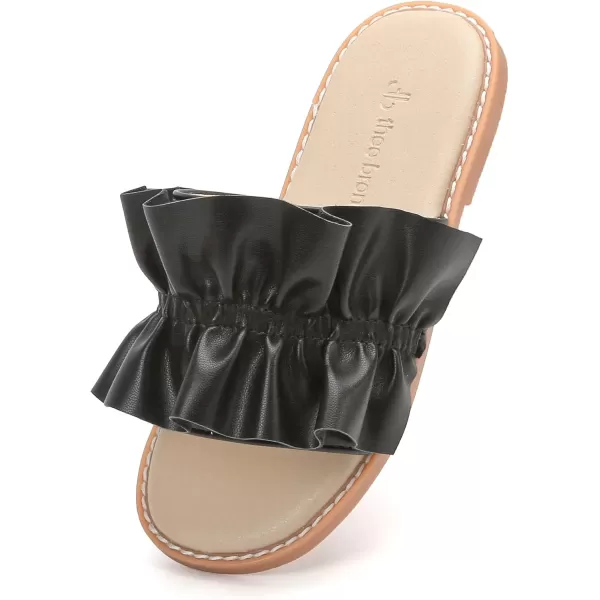 THEE BRON Princess Dress Slippers Slides Sandals for Little GirlsAa380black
