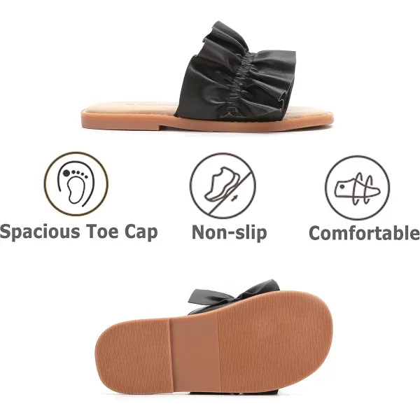 THEE BRON Princess Dress Slippers Slides Sandals for Little GirlsAa380black