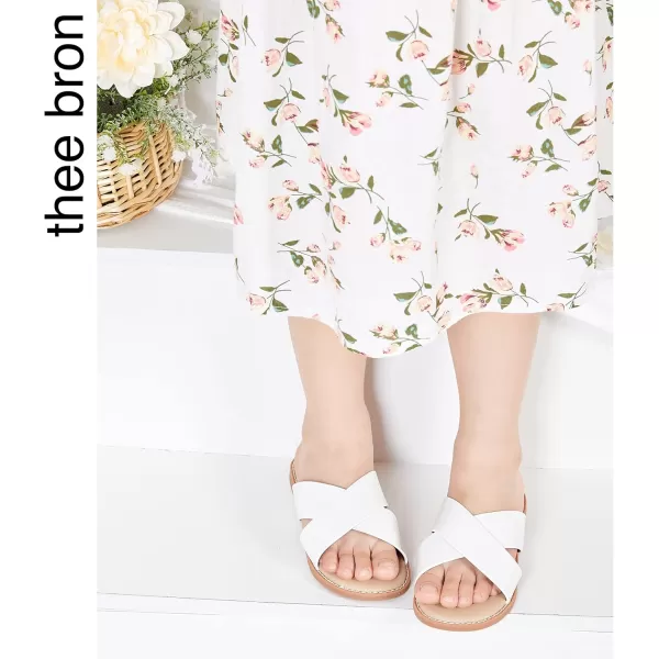 THEE BRON Princess Dress Slippers Slides Sandals for Little GirlsAa382white