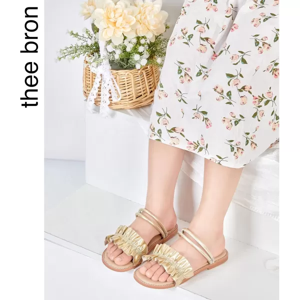 THEE BRON Princess Dress Slippers Slides Sandals for Little GirlsAa384gold