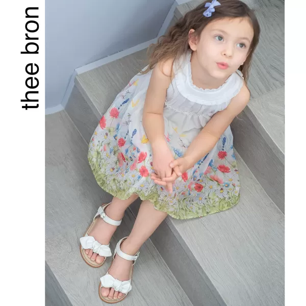 THEE BRON Toddler Girl Dress Sandals Sandalias para Nias503white