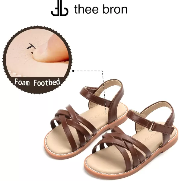 THEE BRON Toddler Girl Dress Sandals Sandalias para NiasAa304brown