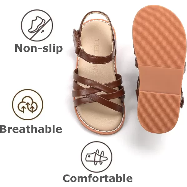 THEE BRON Toddler Girl Dress Sandals Sandalias para NiasAa304brown