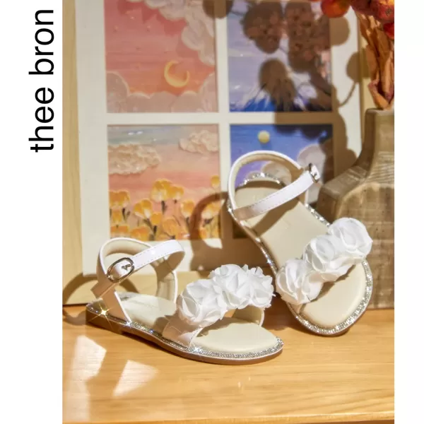 THEE BRON Toddler Girl Dress Sandals Sandalias para NiasAa418white