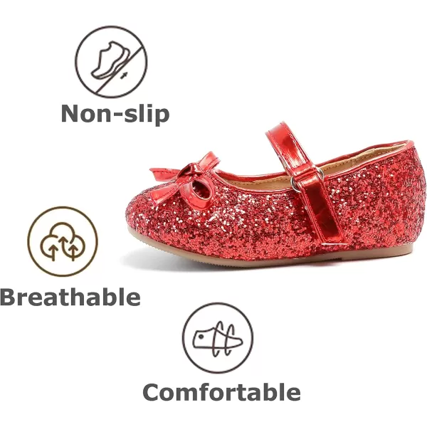 THEE BRON Toddler Girls Shoes Mary Jane Flats for Girls Ballerina Dress ShoesA2160red