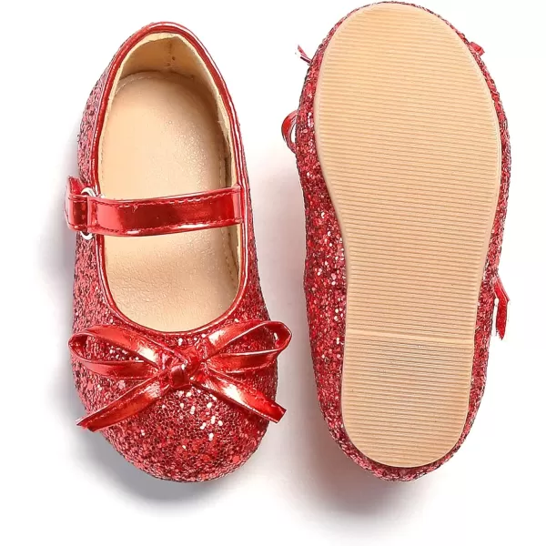 THEE BRON Toddler Girls Shoes Mary Jane Flats for Girls Ballerina Dress ShoesA2160red