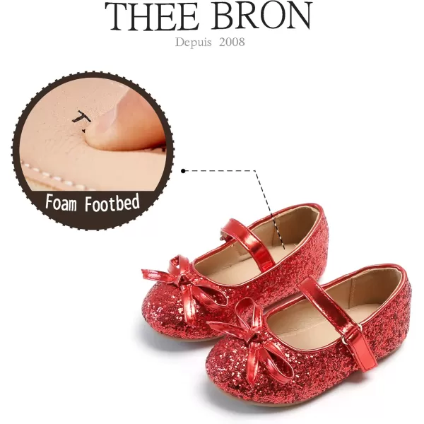THEE BRON Toddler Girls Shoes Mary Jane Flats for Girls Ballerina Dress ShoesA2160red
