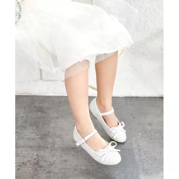 THEE BRON Toddler Girls Shoes Mary Jane Flats for Girls Ballerina Dress ShoesA2160white