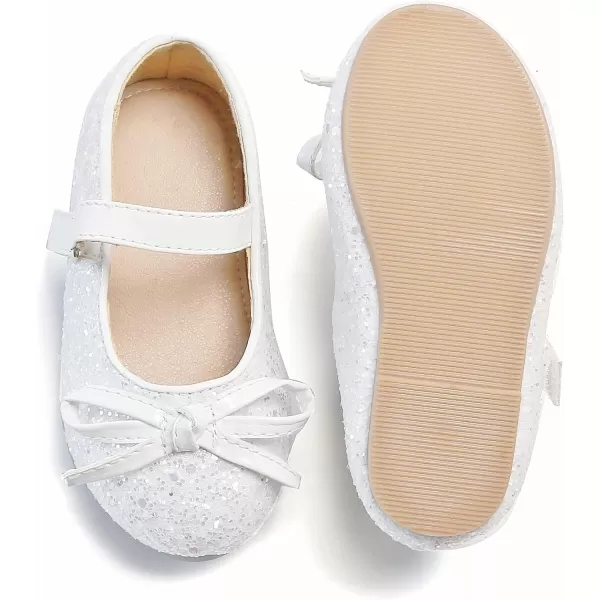 THEE BRON Toddler Girls Shoes Mary Jane Flats for Girls Ballerina Dress ShoesA2160white