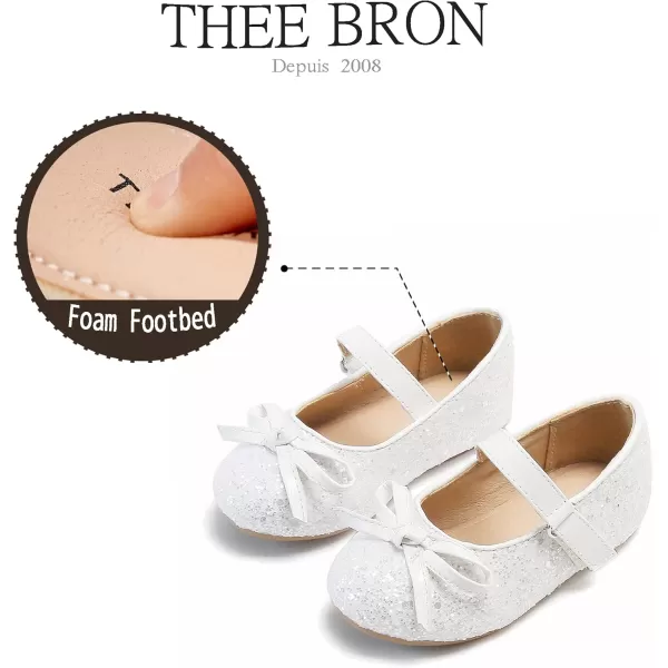 THEE BRON Toddler Girls Shoes Mary Jane Flats for Girls Ballerina Dress ShoesA2160white