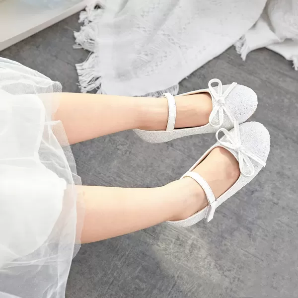 THEE BRON Toddler Girls Shoes Mary Jane Flats for Girls Ballerina Dress ShoesA2160white