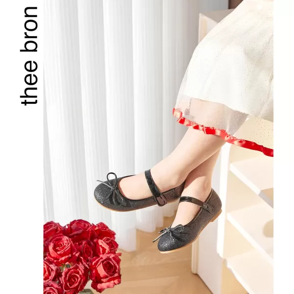THEE BRON Toddler Girls Shoes Mary Jane Flats for Girls Ballerina Dress ShoesAf305black